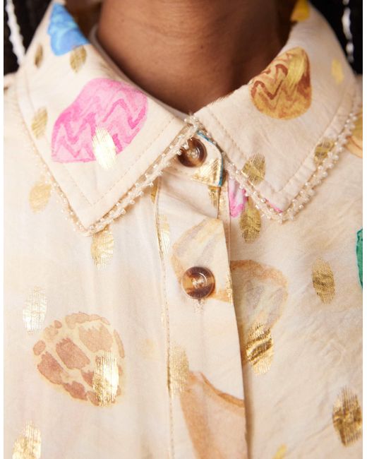 Never Fully Dressed Natural Multi-colour Shell Print Shirt Co-ord