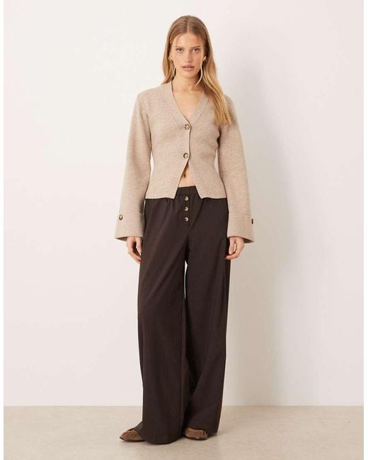 Gina Tricot Natural Long Sleeve Knitted Sculptured Cardigan