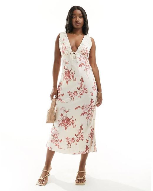 Abercrombie Fitch Floral Lace Midi Slip Dress in Natural Lyst UK