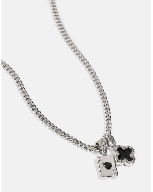 CERNUCCI White 10Mm Motif & Gem Card Necklace for men
