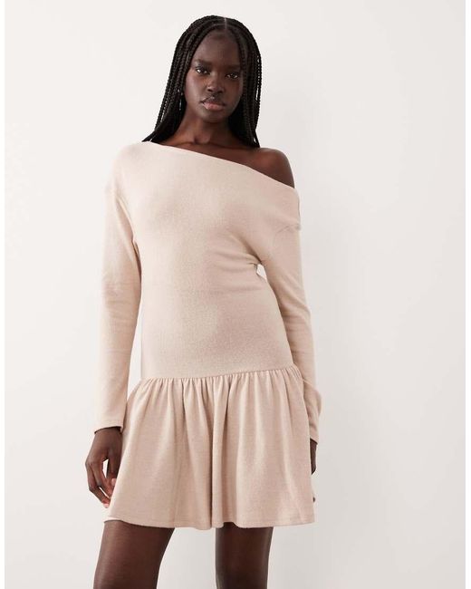 ASOS Pink Supersoft Asymmetric Mini Dress With Dropped Hem Detail