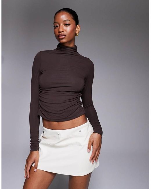 Oh Polly Gray Auri Modal Ruched Backless Top