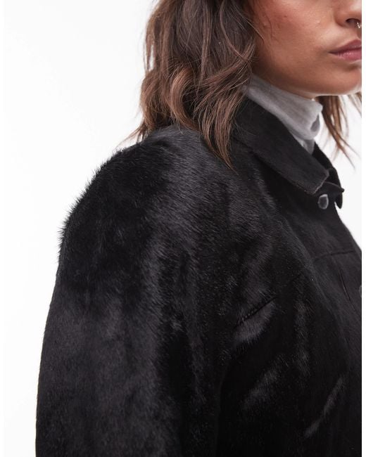 Mango Black Capsule Leather Boxy Jacket