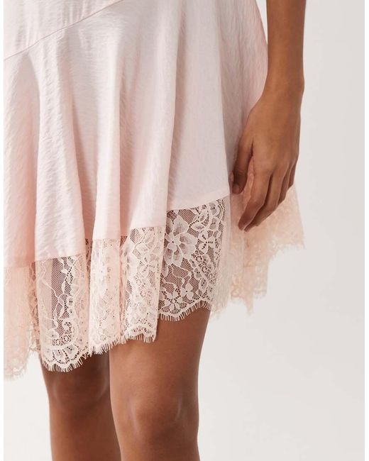 ASOS White Slip Lace Trim Mini Dress With Asymmetric Hem