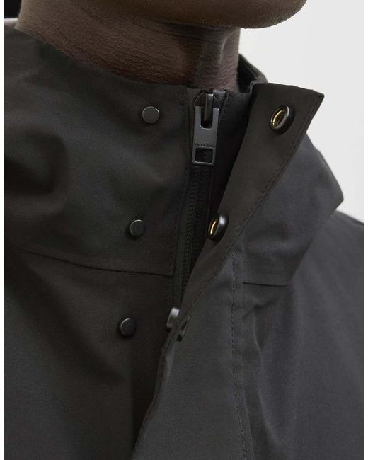 Jack & Jones Black Long Raincoat for men