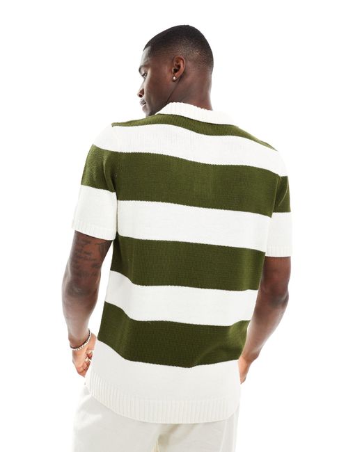 ASOS Green Short Sleeve Rugby Polo for men