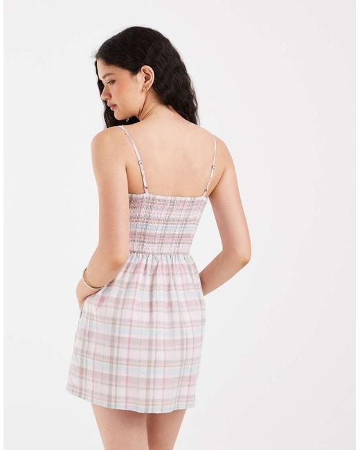 Hollister Multicolor Milkmaid Smocked Waist Mini Dress
