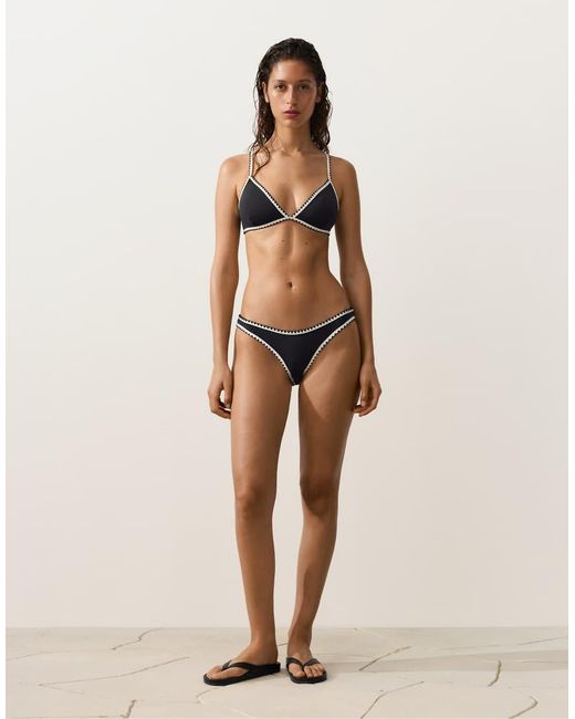Oysho Natural Contrast Stitch U-cut Medium-coverage Bikini Briefs