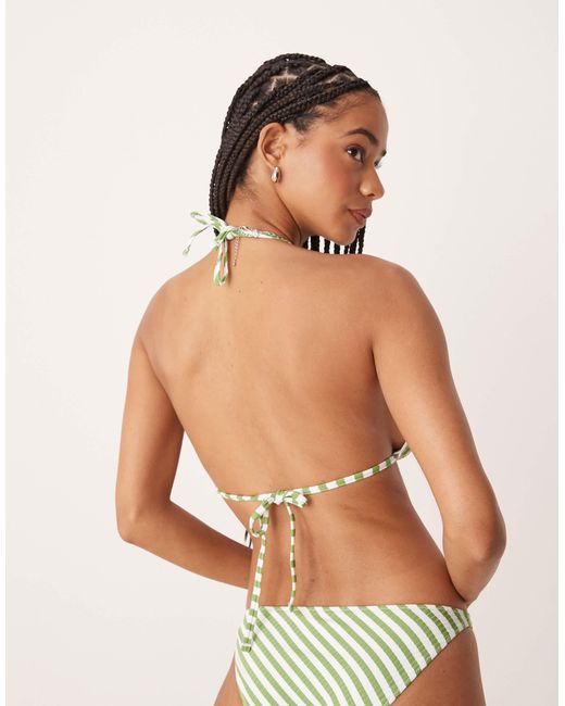 & Other Stories Green – gestreiftes triangel-bikinioberteil mit neckholderträger