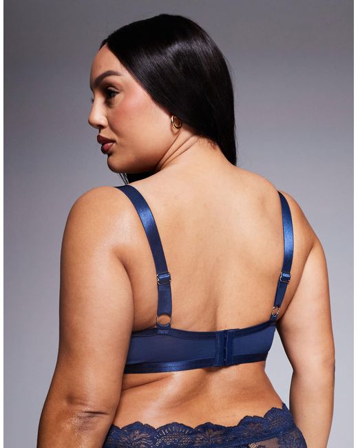 ASOS Asos Design Curve Ashley Lace Underwired Bra in Blue | Lyst