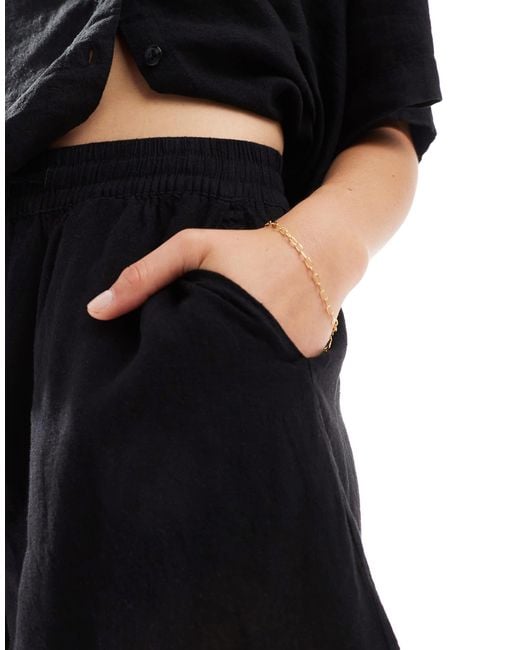Vero Moda Black – mix & match – lockere a-linien-shorts aus leinenmischung