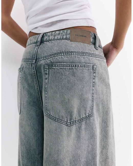 Pull&Bear Gray Pleated Balloon Fit baggy Jeans
