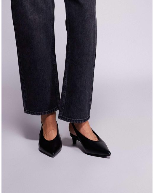 Public Desire Blue Saskia Slingback Kitten Heel Shoes