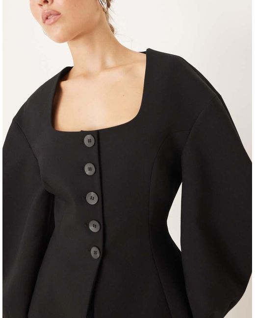 ASOS Black Cinch Fitted Cocoon Sleeve Blazer