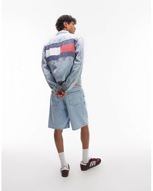 Tommy Hilfiger Blue Vintage Backprint Flag Denim Jacket for men