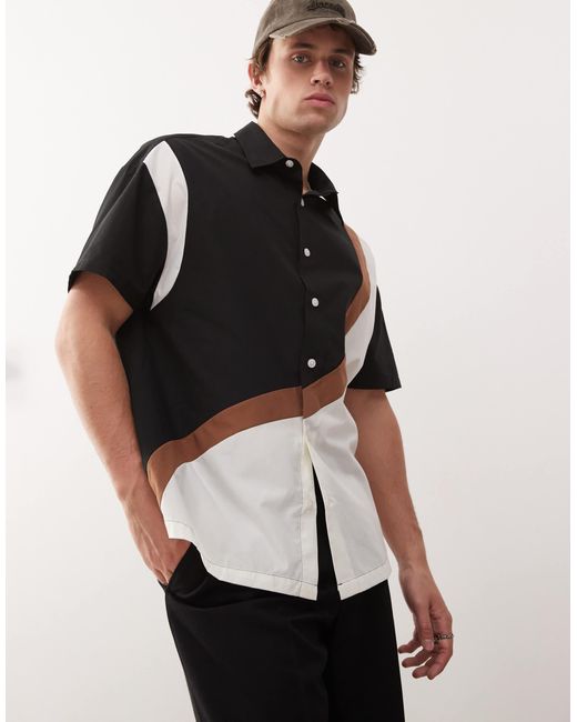 Collusion White Spliced Sl Shirt for men