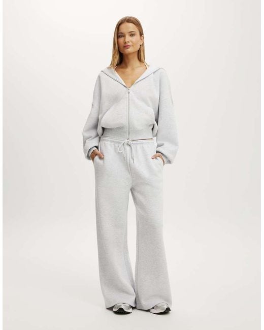 Cotton On White Plush Tie Waist Wide Leg Sweatpant