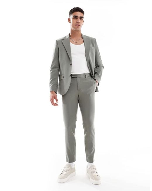 ASOS Gray Four Way Stretch Skinny Suit Jacket for men