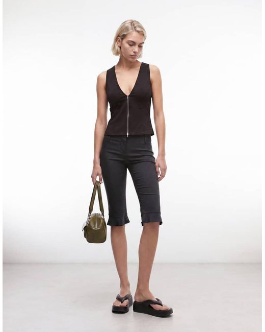 Weekday Black Zip Up Woven Top
