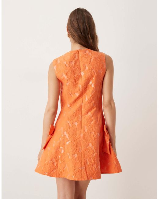 Sister Jane Orange Dream Jacquard Bow Mini Dress