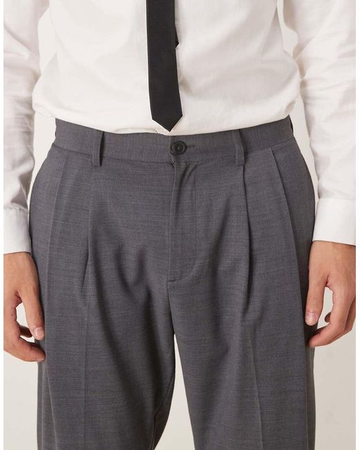 ASOS Gray Smart Washable Tapered Trousers for men