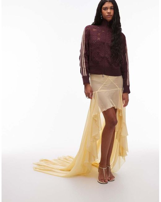 ASOS Multicolor Chiffon Maxi Skirt With Ruffles And High Low Hem