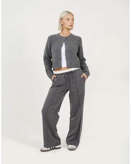 Brave Soul Gray Contrast Waistband Tailored Trousers
