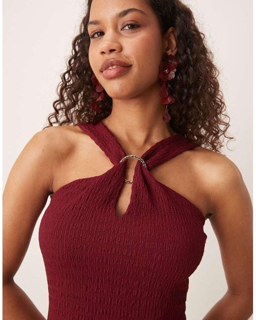 ASOS Textured Halter Cut Out Mini Dress With Hardware Detail