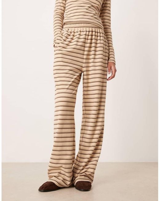 Wanderdoll Natural Frankie Premium Heavyweight Jersey Wide Leg Pants