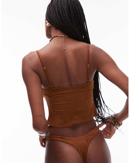 Frankie's Bikinis Brown Frankie's Bikinis X Bella Hadid Suede Bikini Bottom