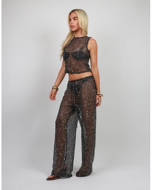 SIMMI Metallic Sequin Beach Trouser