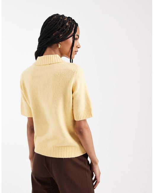 Threadbare Natural Short Sleeve Cardigan With Collar