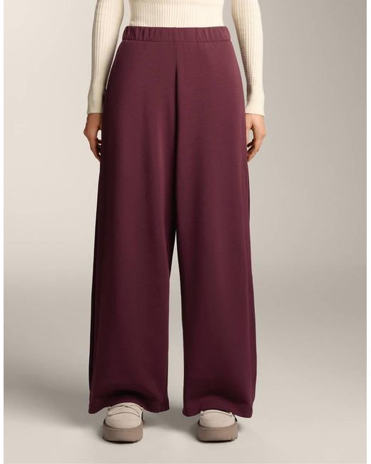 Oysho Red Cocoon Trousers With Side Pleat And Brushed Modal