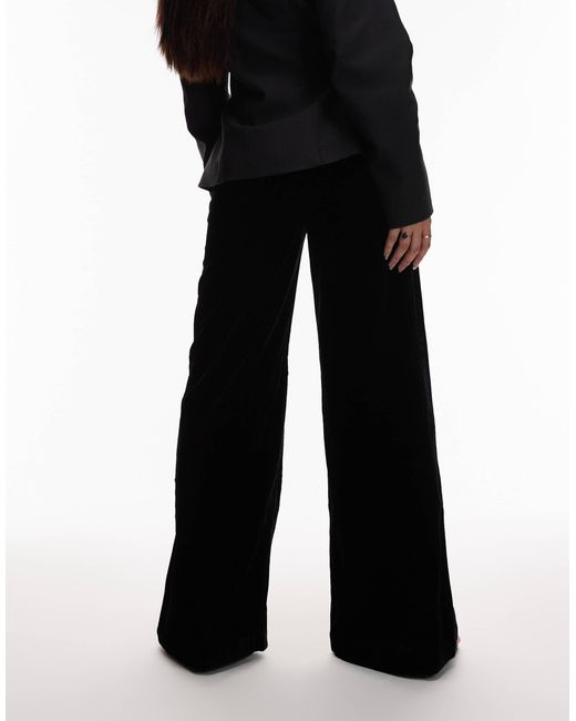 & Other Stories Black Velvet Wide Leg Trousers