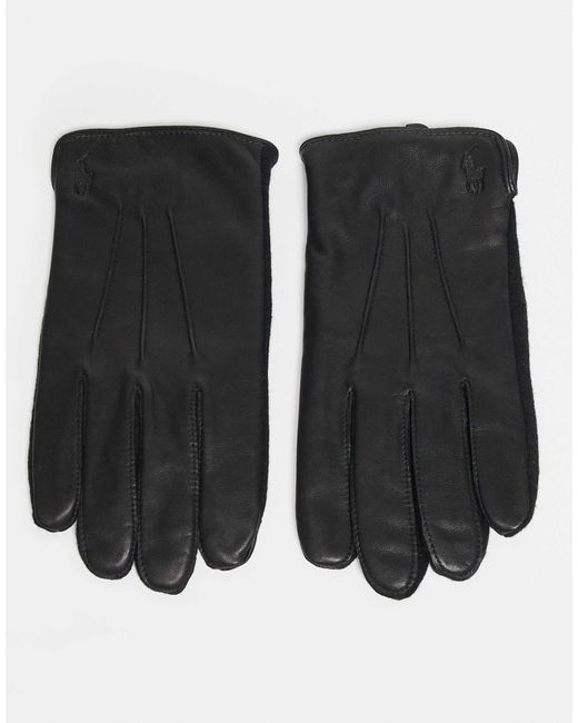 Polo Ralph Lauren Black Hybrid Leather Gloves for men