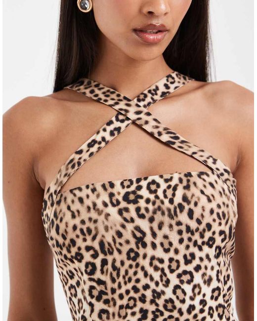 ASOS Brown Halter Seamed Mini Dress