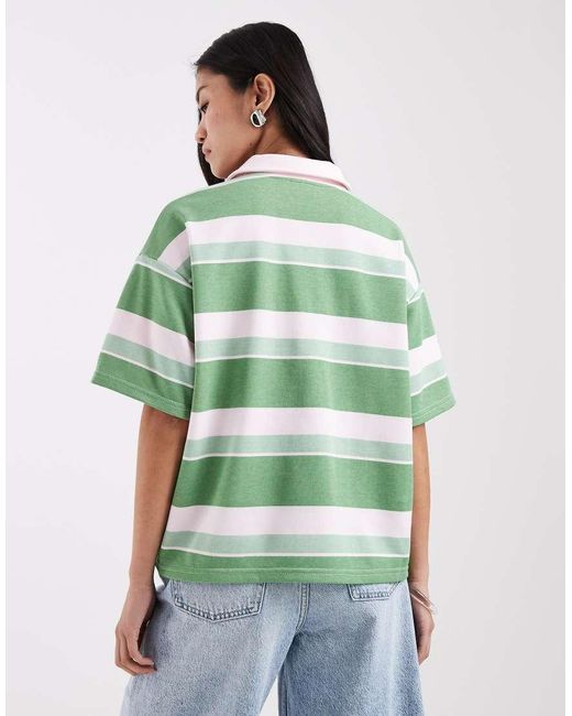 Pieces Green Short Sleeve Polo Sweatshirt