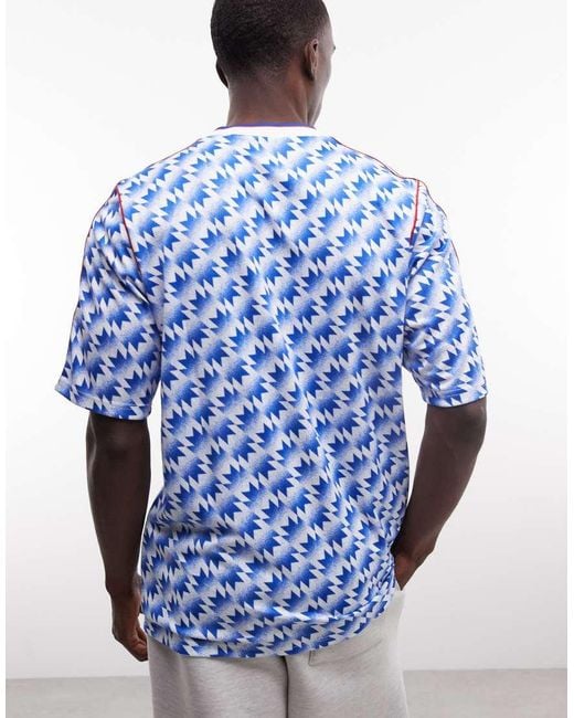 Adidas Originals Blue Adidas Football Manchester United 90s Bring Back Away Jersey