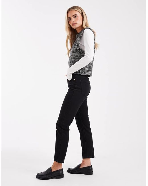 Only Petite Black Emily High Waisted Straight Leg Jeans
