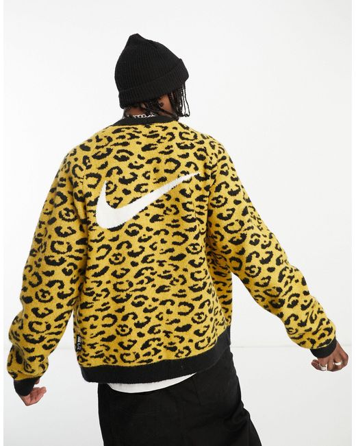 Nike Multicolor Circa Leopard Cardigan With Back Swoosh for men