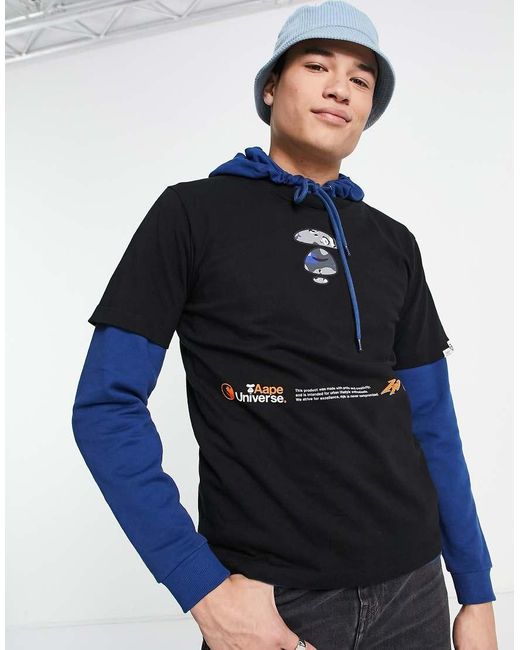 Aape By A Bathing Ape Black Aape By A Bathing Ape Universe T-shirt for men