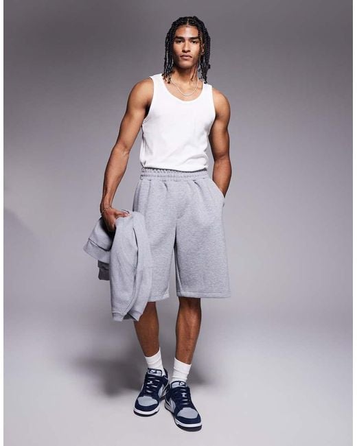 Bershka Gray Oversized Neoprene-effect Bermuda Shorts for men