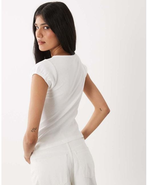 Miss Selfridge White Button Through Slash Neck Top
