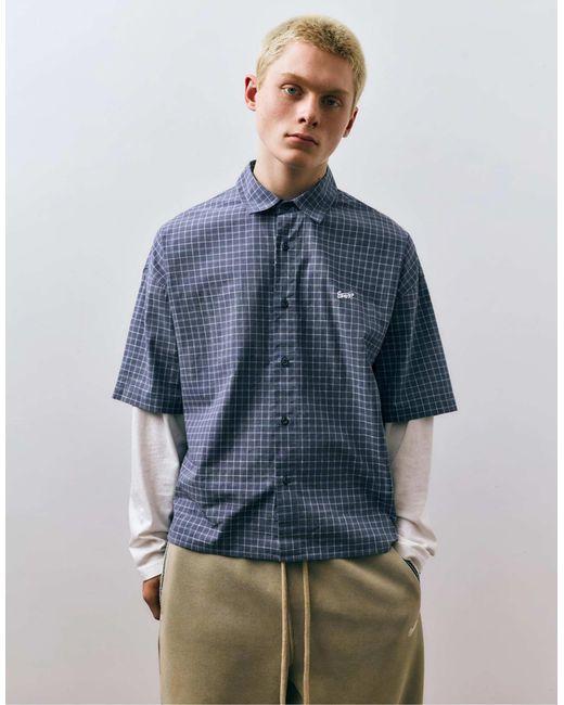 Pull&Bear – kariertes hemd in Blue für Herren