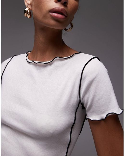 Mango Gray Seamed Lettuce Edge T-Shirt