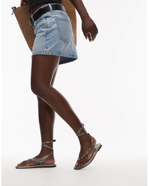 TOPSHOP Brown – jeremiah – zehensteg-sandale