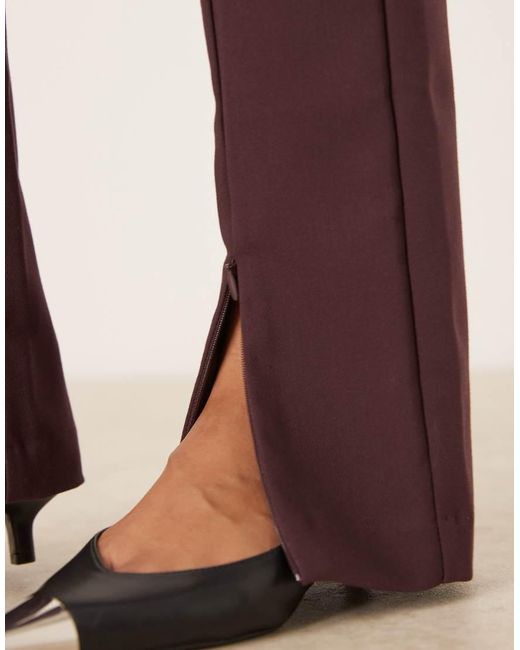 ASOS Brown Tailored Skinny Pants With Zip Front Detail