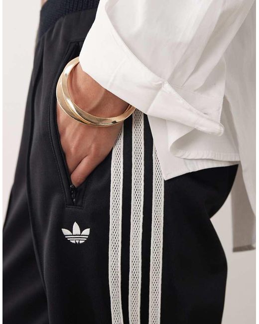 Adidas Originals Blue Firebird Track Pants With Knitted Crochet Details
