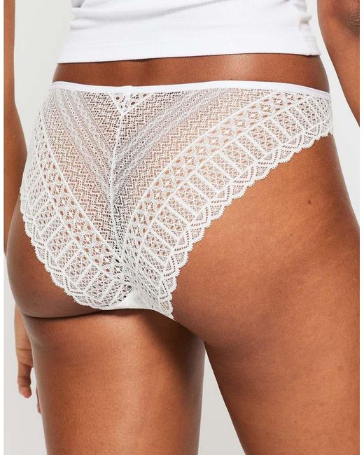 KBX White 3 Pack Lace High Leg Brief