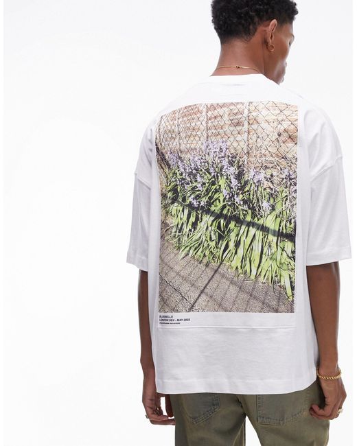 Topman Gray Extreme Oversized Fit T-shirt With Front And Back Bluebells Patch Print for men